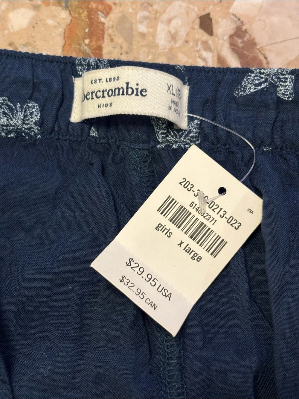abercrombie Girls high rise Blue Butterfly trouser shorts